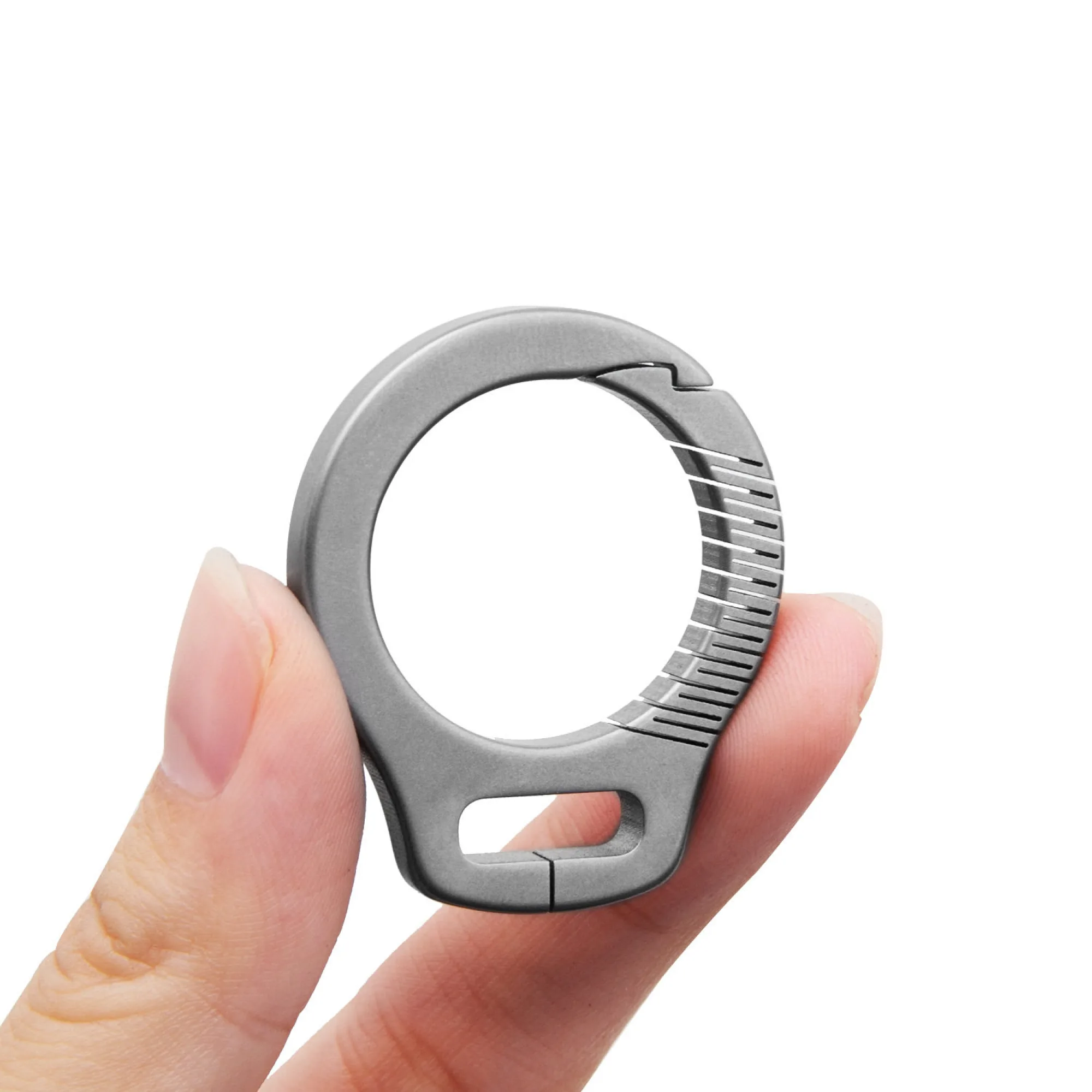 Titanium Alloy Keychain with Leather Trim thumbnail 2