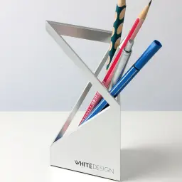 White Design Aluminum Alloy Triangular Pen Holder thumbnail 4