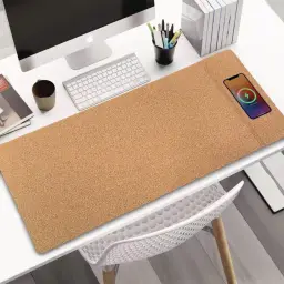 Natural Cork and Rubber Wireless Charging Mouse Pad with 15W Output thumbnail 2