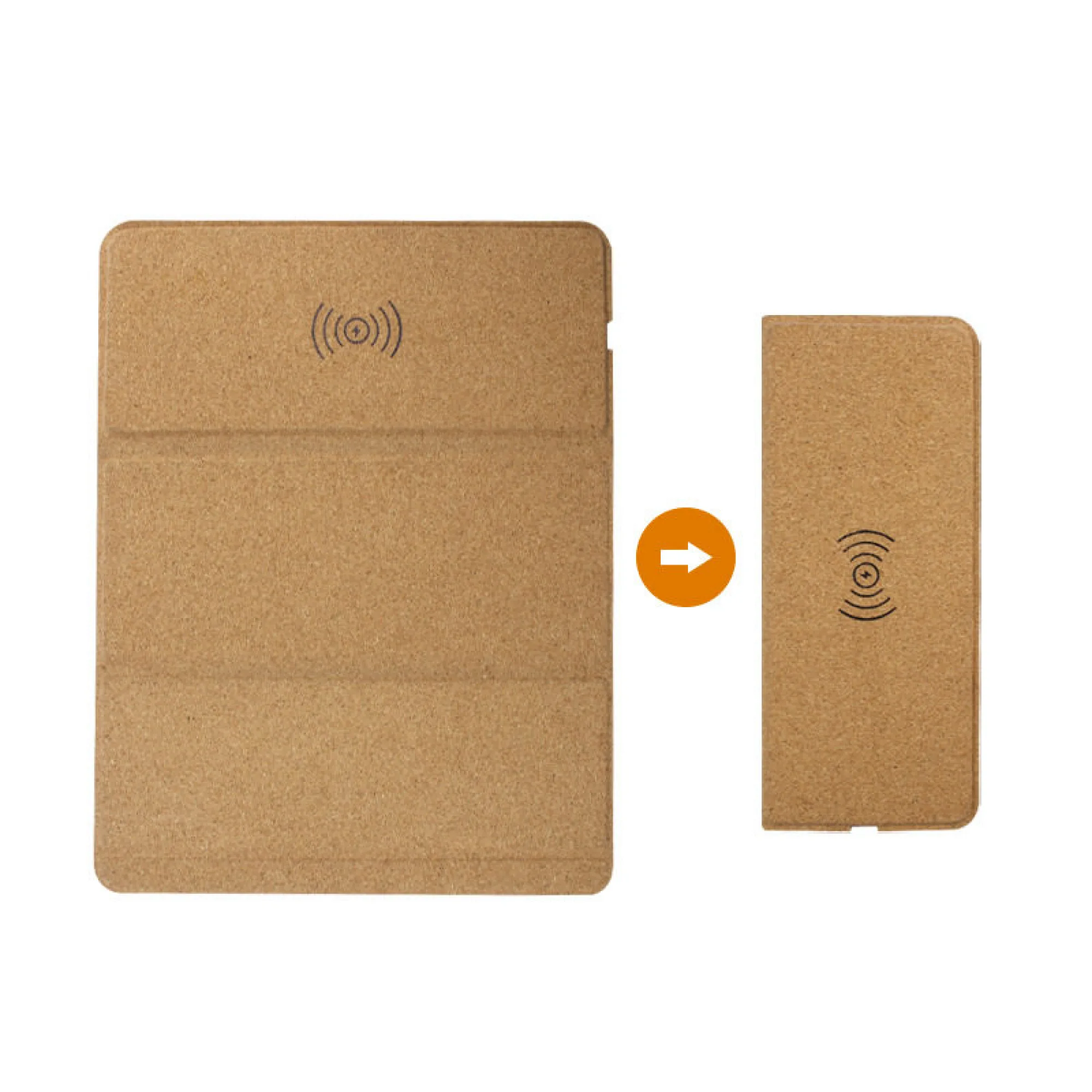 Folding Cork Mouse Pad with Magnetic Wireless Charging — View 1