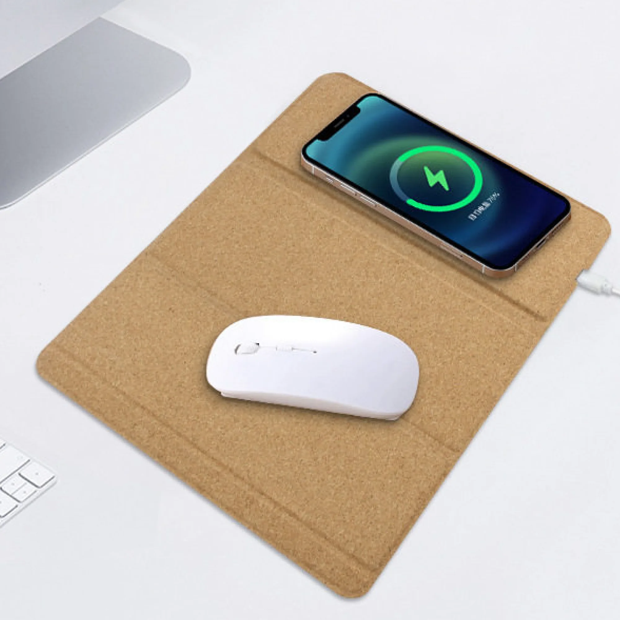 Folding Cork Mouse Pad with Magnetic Wireless Charging thumbnail 3