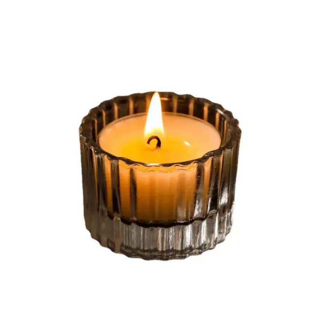 Aromatherapy Scented Candle with Ribbed Glass Holder