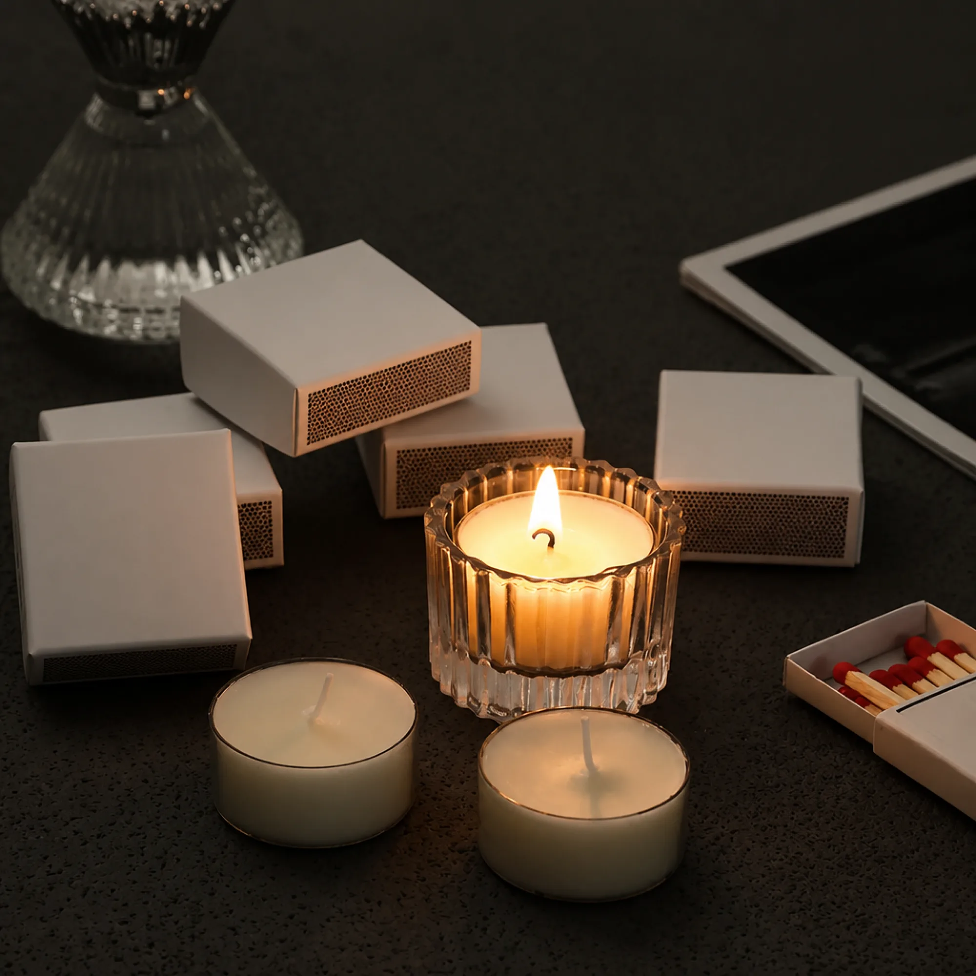 Aromatherapy Scented Candle with Ribbed Glass Holder thumbnail 3