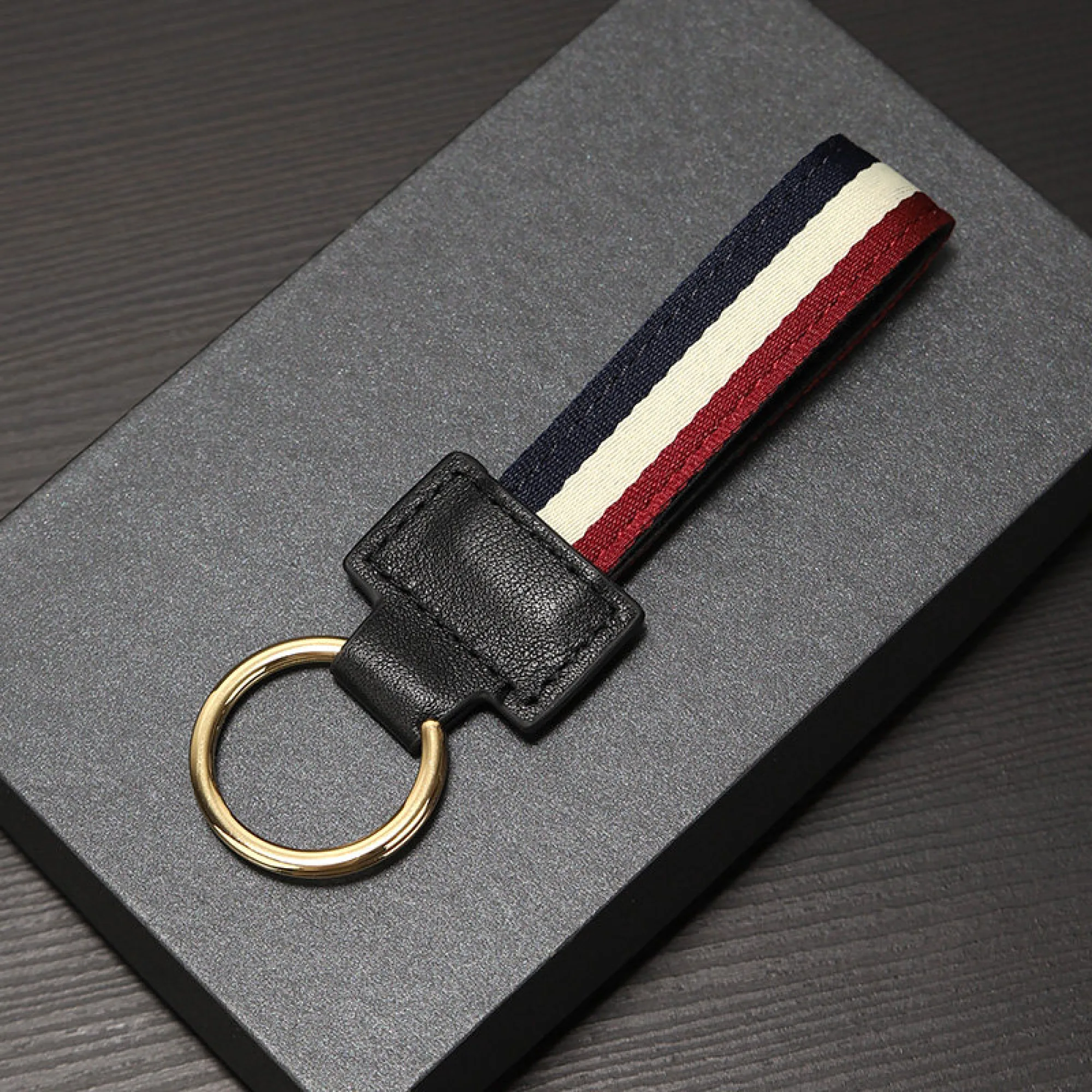 Woven Cowhide Leather Keychain with Key Ring thumbnail 9