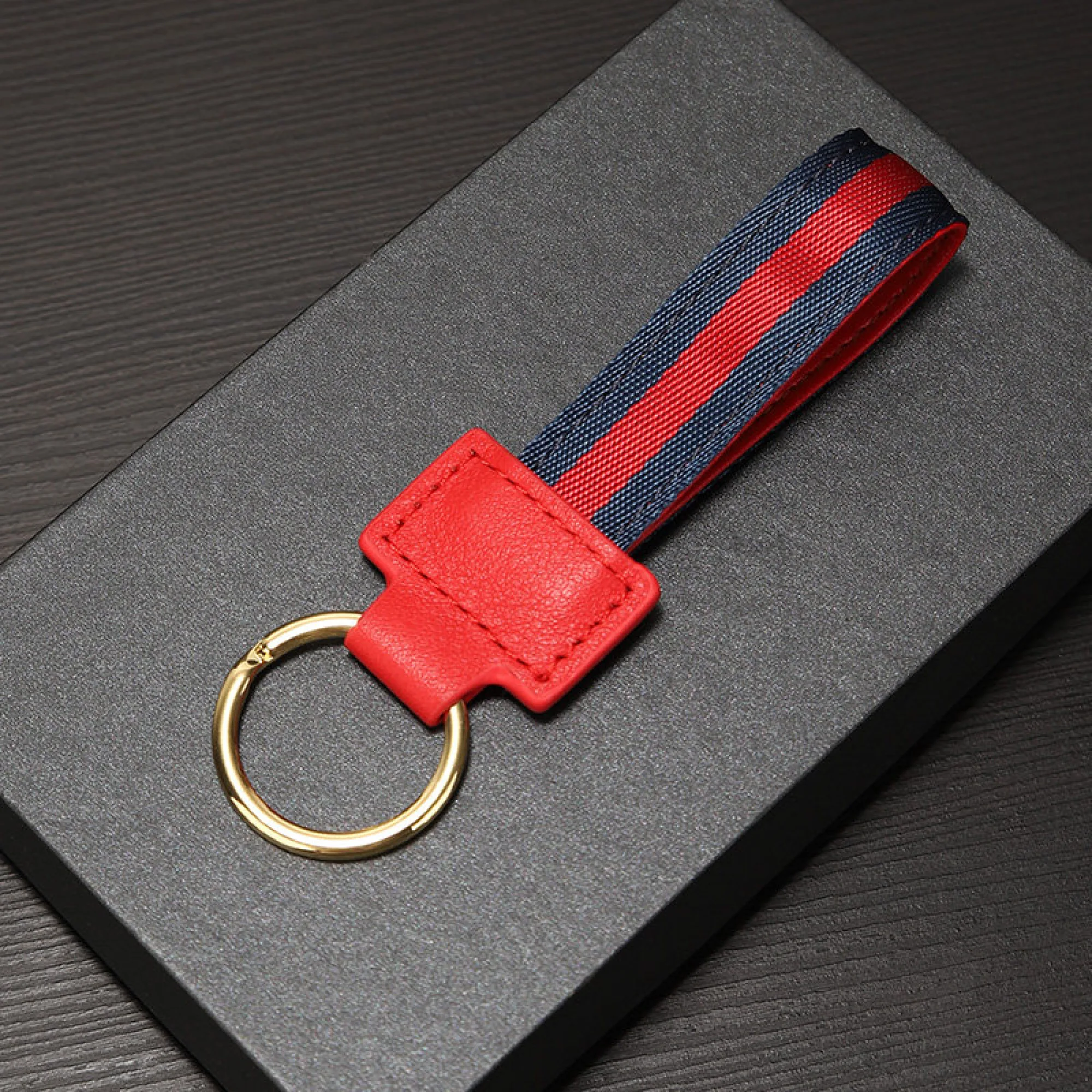 Woven Cowhide Leather Keychain with Key Ring thumbnail 11