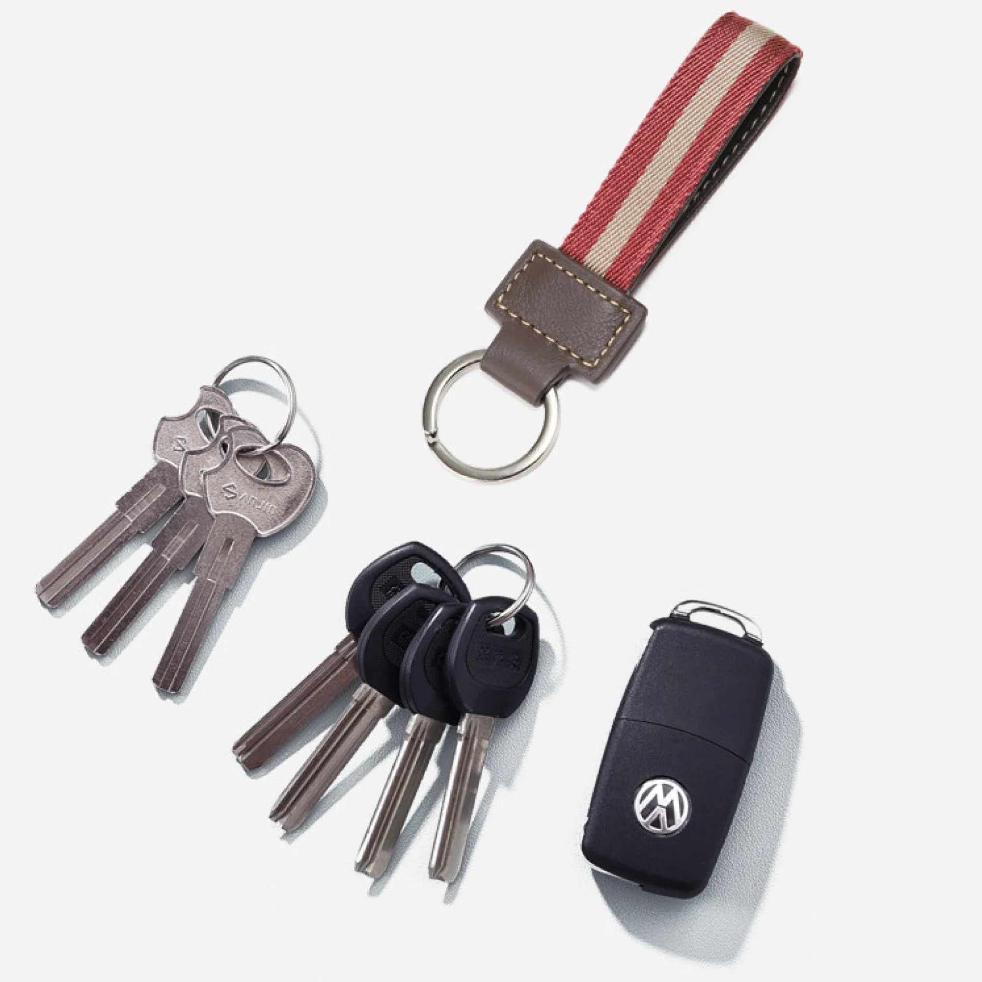 Woven Cowhide Leather Keychain with Key Ring thumbnail 3