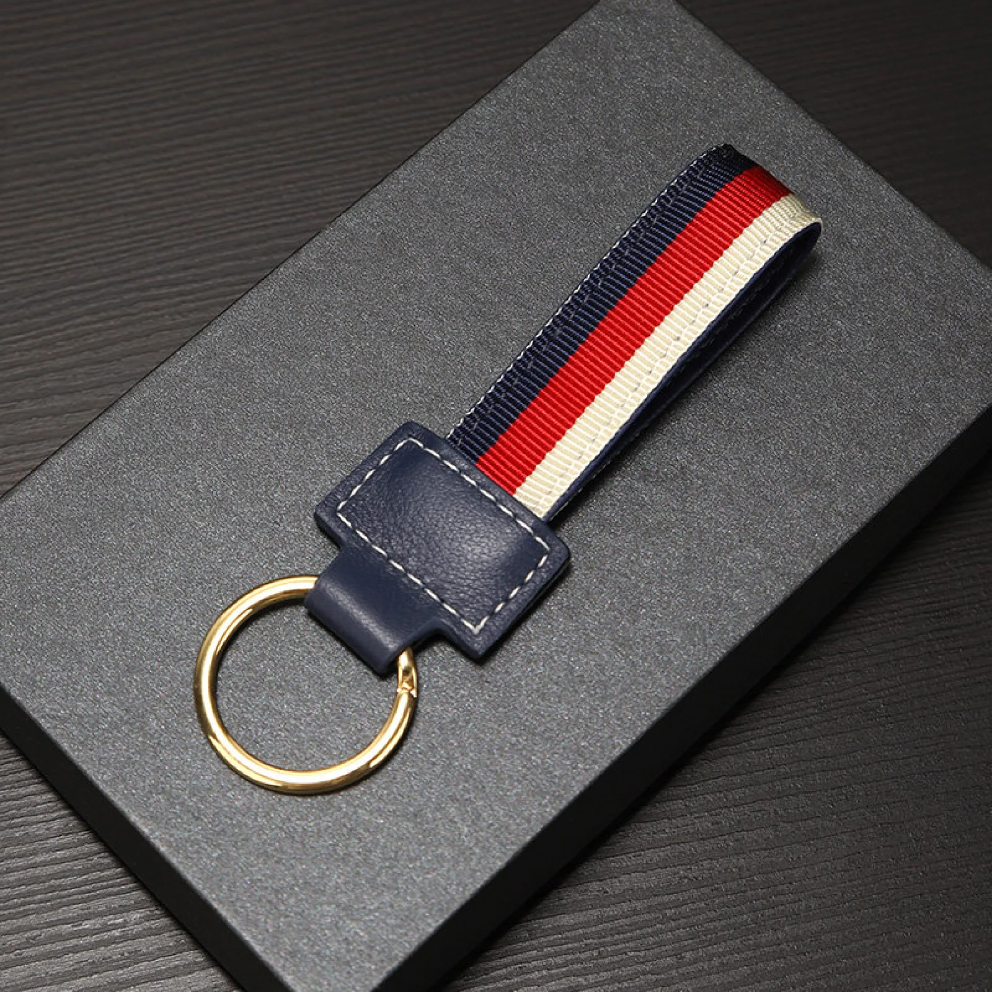 Woven Cowhide Leather Keychain with Key Ring thumbnail 10