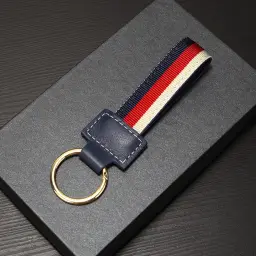 Woven Cowhide Leather Keychain with Key Ring thumbnail 10
