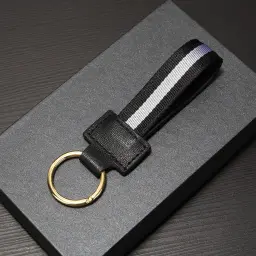 Woven Cowhide Leather Keychain with Key Ring thumbnail 12