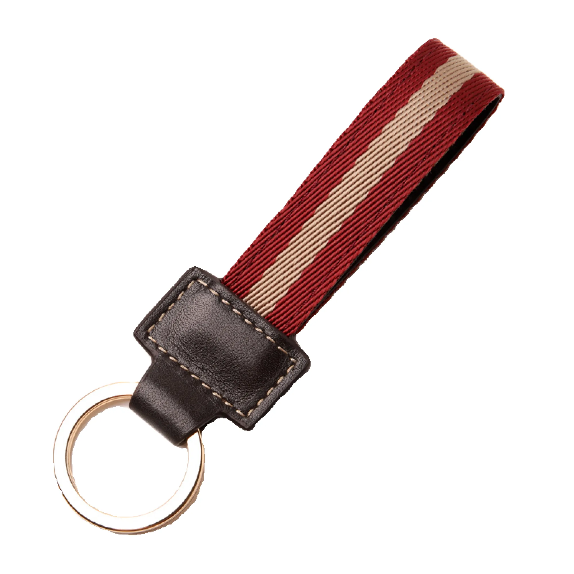 Woven Cowhide Leather Keychain with Key Ring — View 1