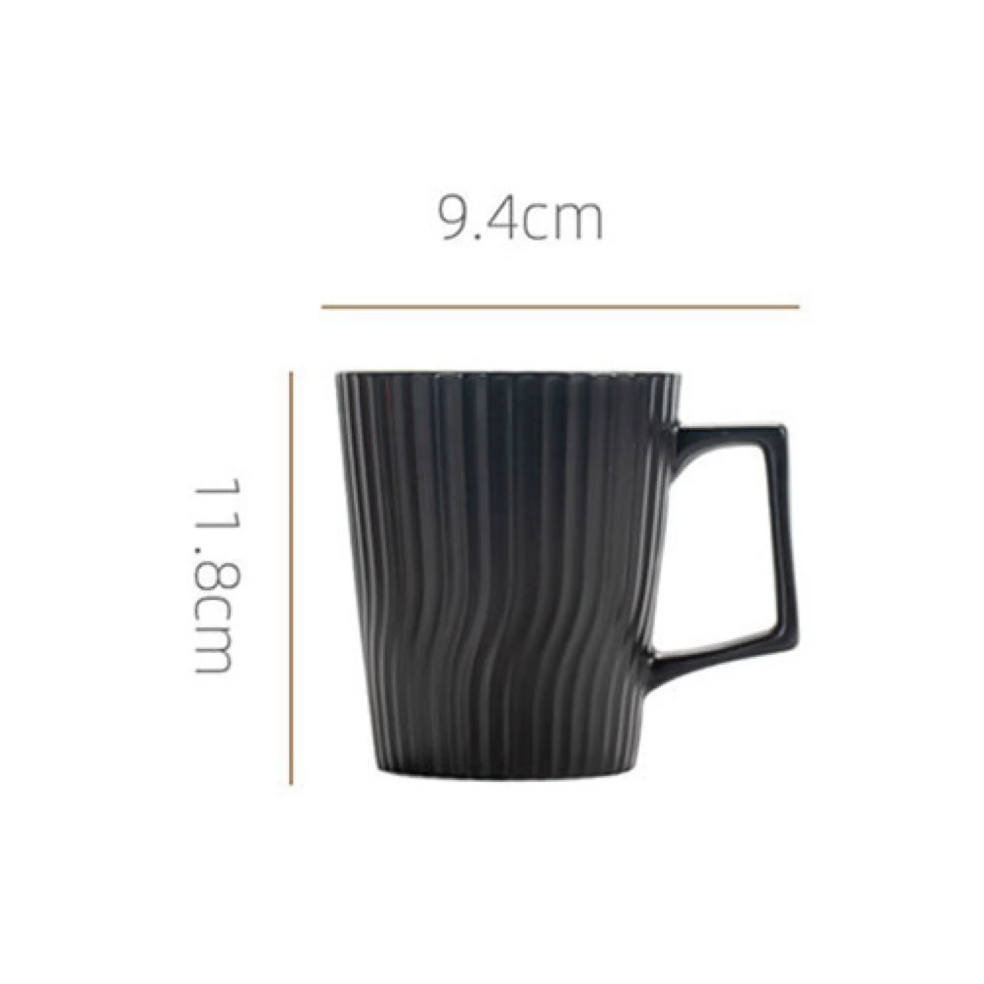 Ceramic Mug with Vertical Stripe Texture, 400 ml, White and Black thumbnail 9