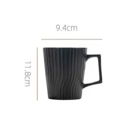 Ceramic Mug with Vertical Stripe Texture, 400 ml, White and Black thumbnail 9