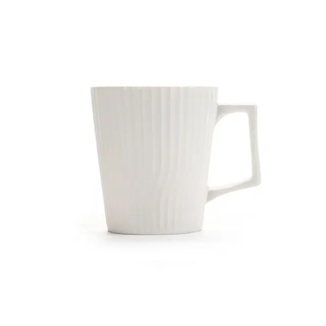 Ceramic Mug with Vertical Stripe Texture, 400 ml, White and Black — alternate view 1