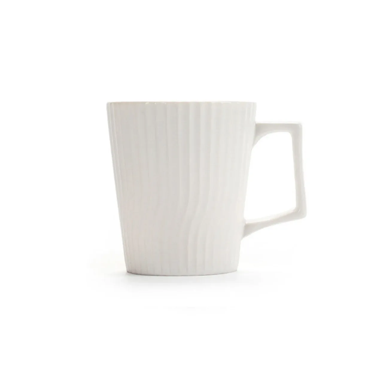Ceramic Mug with Vertical Stripe Texture, 400 ml, White and Black — alternate view 1