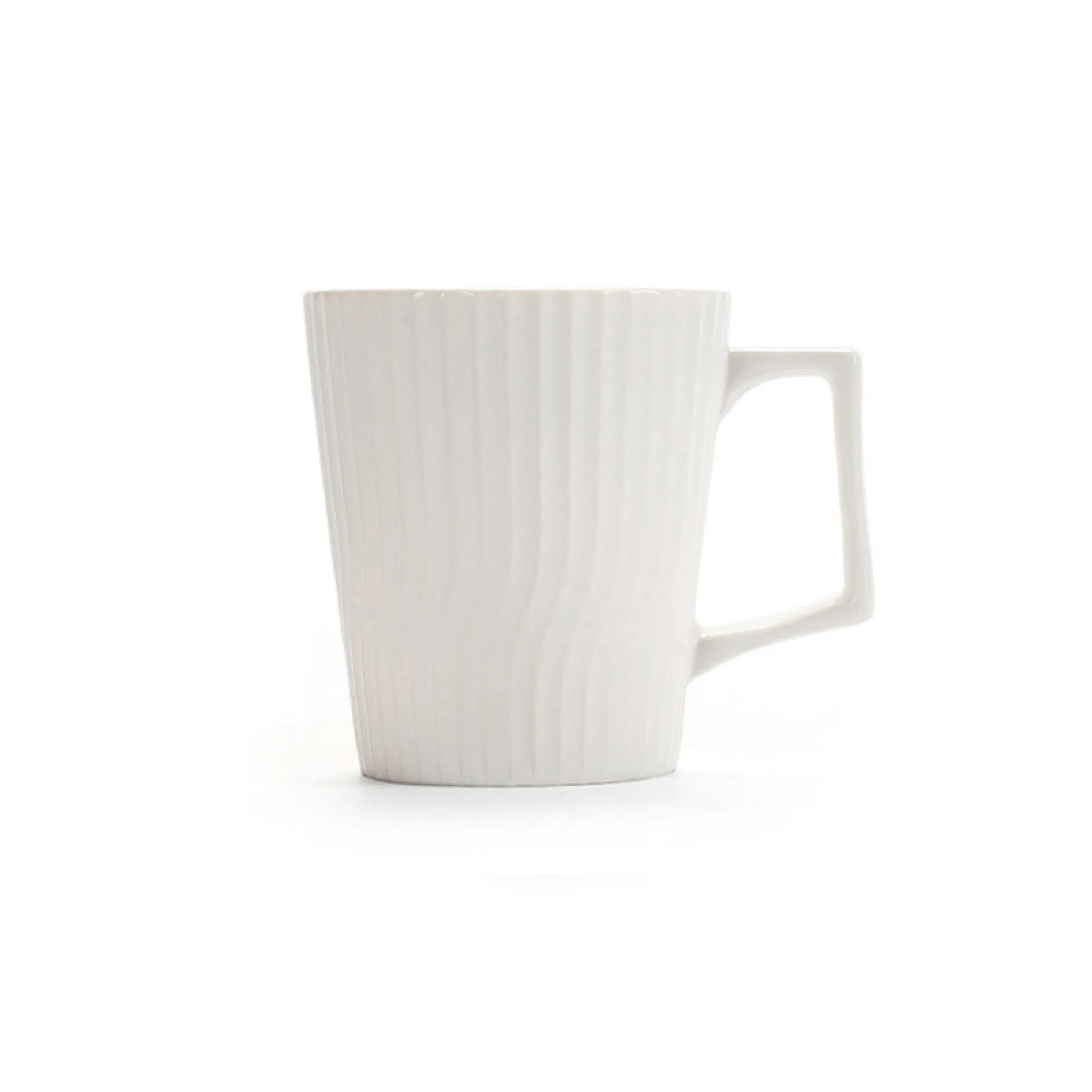Ceramic Mug with Vertical Stripe Texture, 400 ml, White and Black thumbnail 7