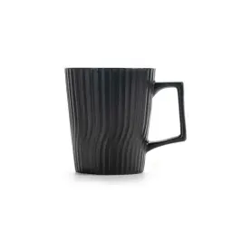 Ceramic Mug with Vertical Stripe Texture, 400 ml, White and Black thumbnail 8
