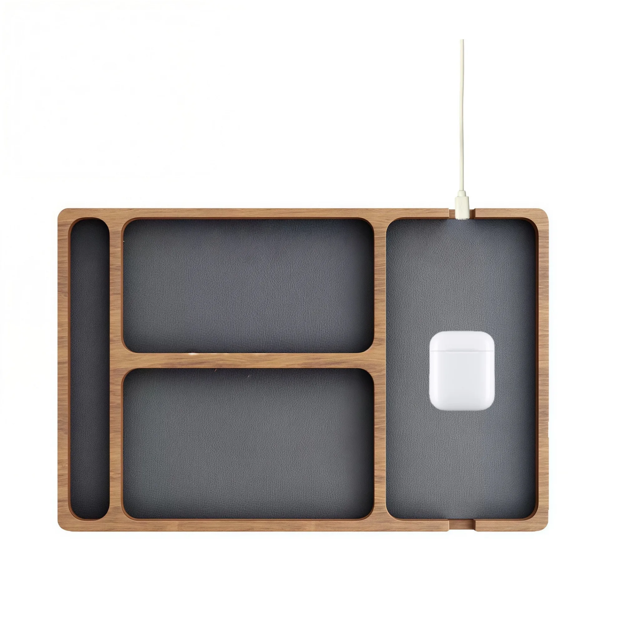 Solid Wood Wireless Charging Storage Box with 15W Output thumbnail 4