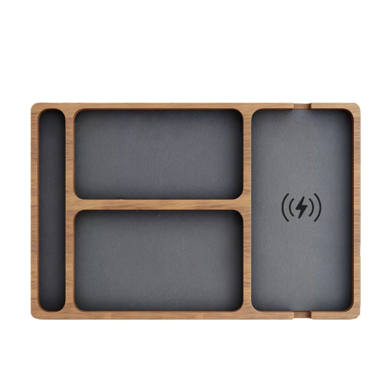 Solid Wood Wireless Charging Storage Box with 15W Output