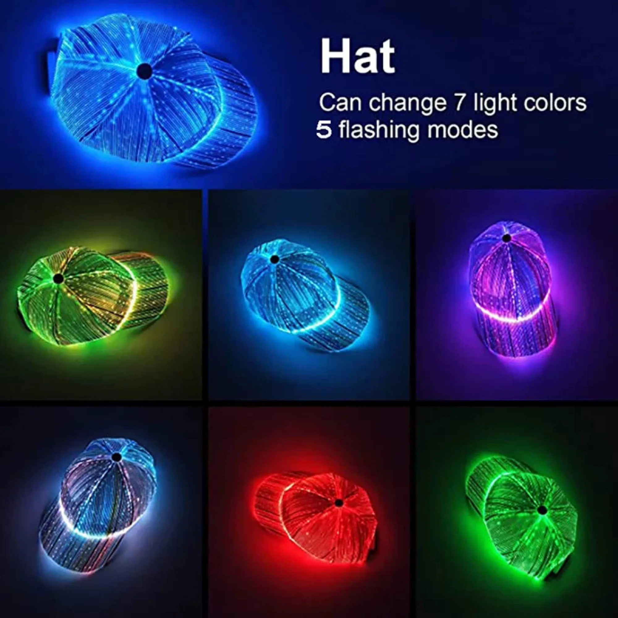 LED Fiber Optic Luminous Baseball Cap thumbnail 3