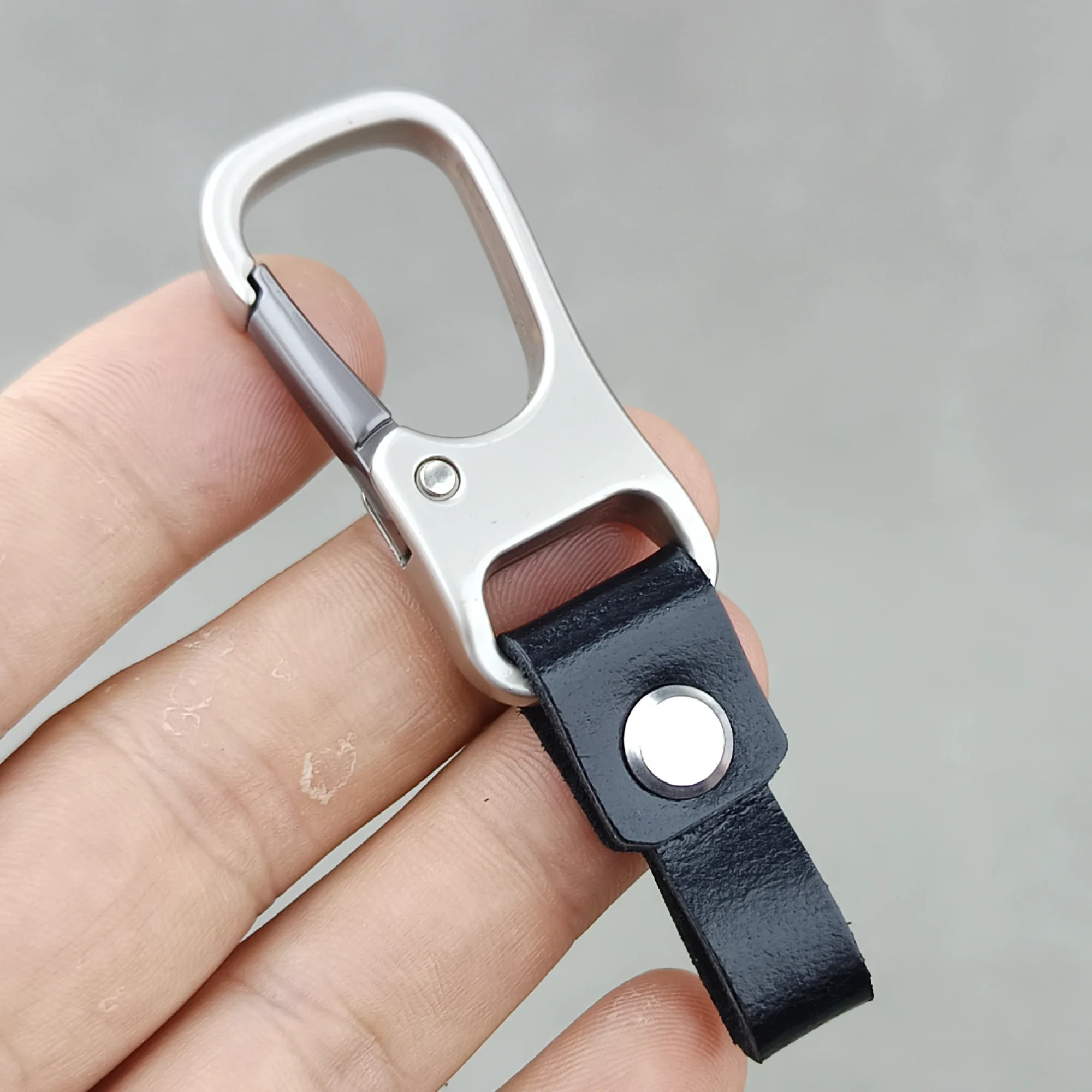 Genuine Leather Car Keychain with Metal Carabiner Clip thumbnail 2