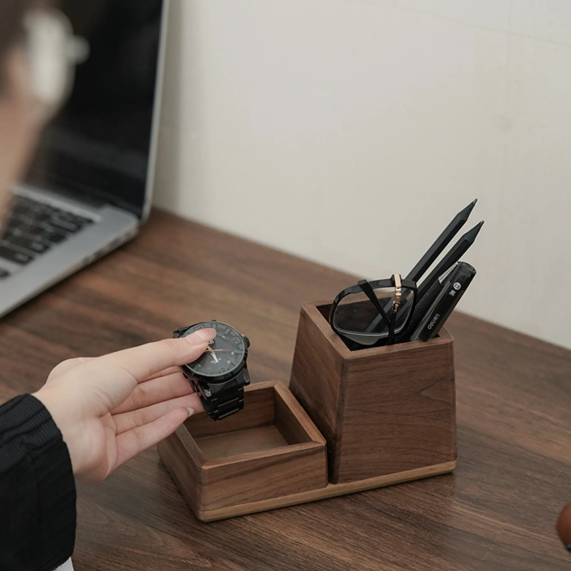 North American Black Walnut Office Desk Storage Organizer Set thumbnail 5