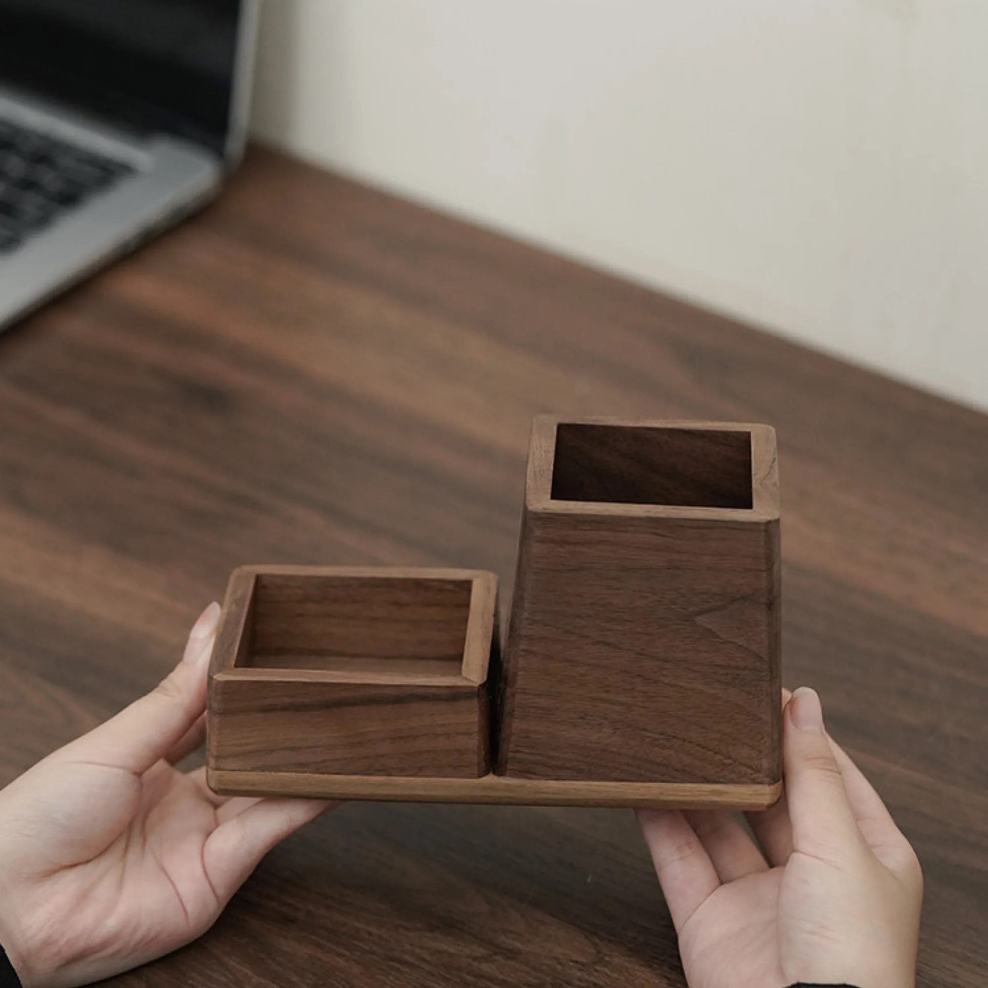 North American Black Walnut Office Desk Storage Organizer Set thumbnail 3