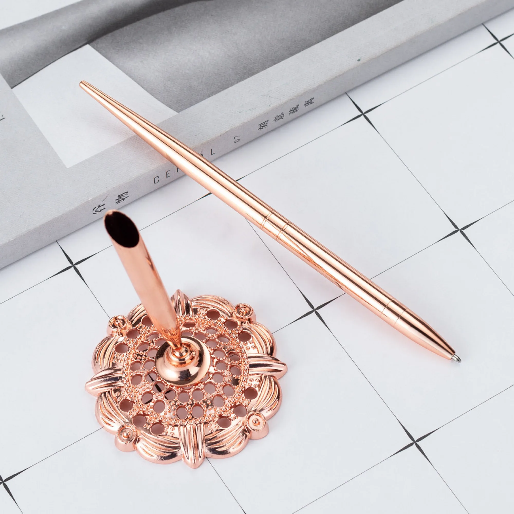 Metal Desk Ballpoint Pen with Base thumbnail 2