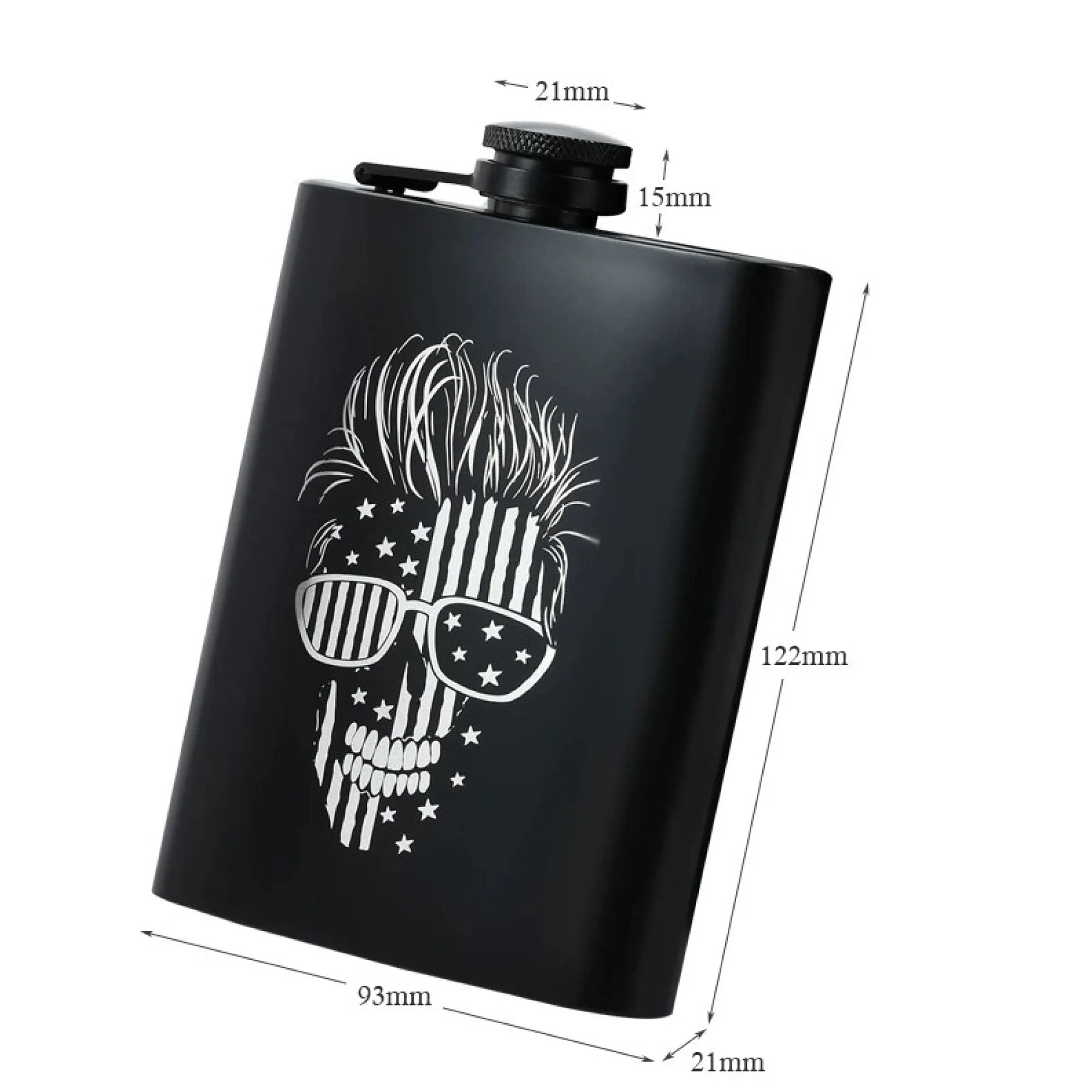 Stainless Steel Hip Flask with Skull Design thumbnail 5