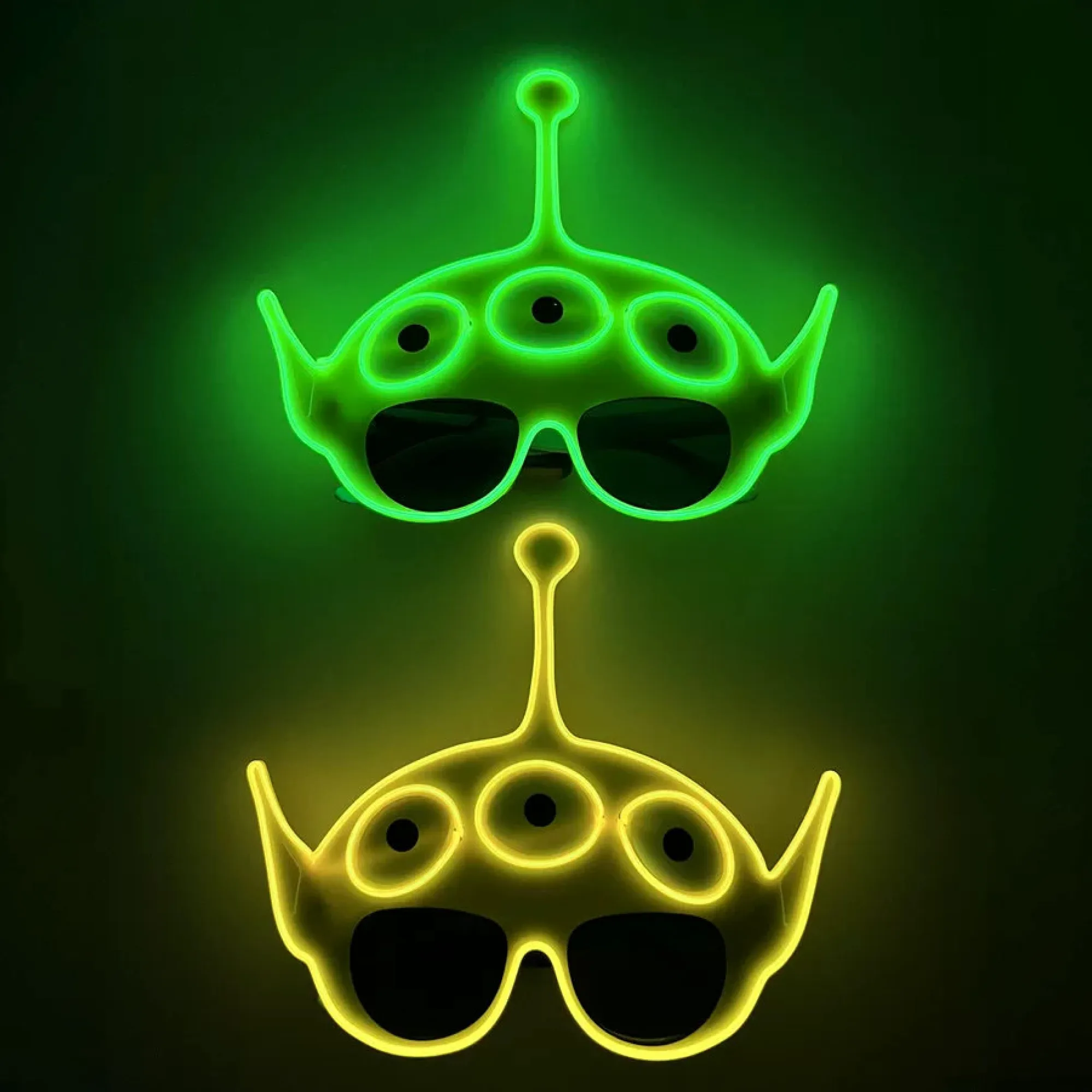 EL Glowing Glasses with Three-Eyed Alien Design