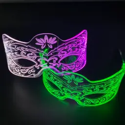 LED Light-Up Acrylic Half-Face Mask with Glasses-Style Arms thumbnail 5
