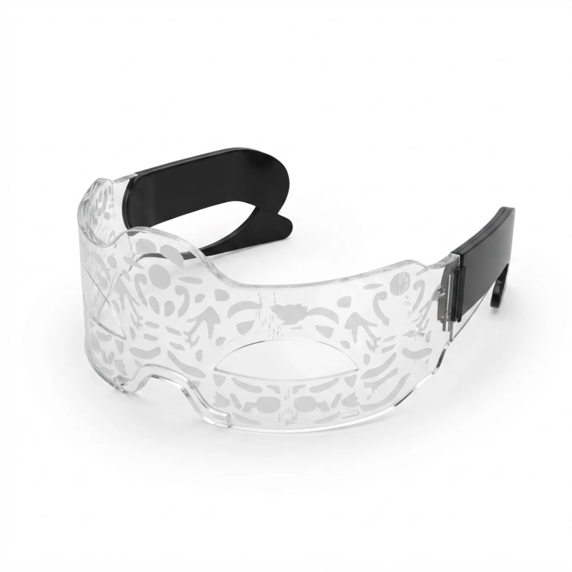 LED Light-Up Acrylic Half-Face Mask with Glasses-Style Arms — View 1