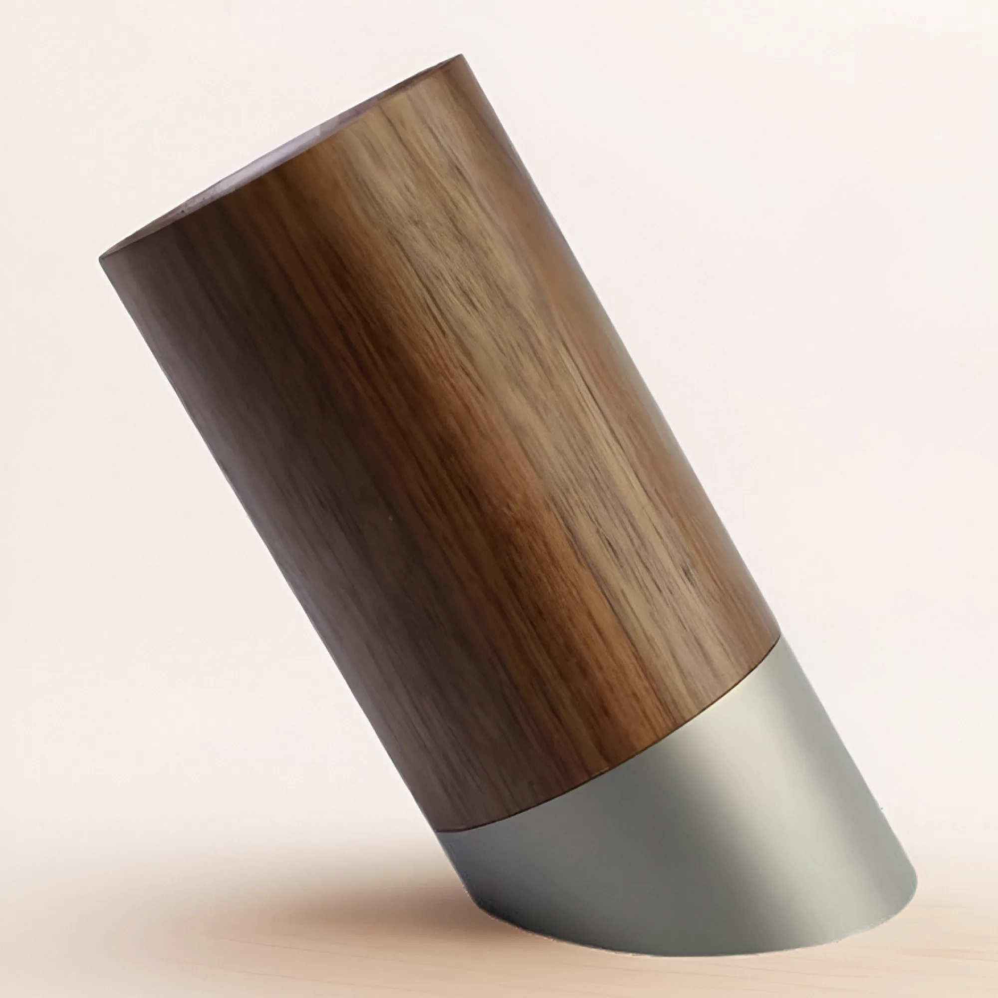 Cylindrical Pen Holder in Walnut Wood and Stainless Steel