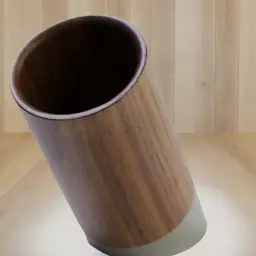 Cylindrical Pen Holder in Walnut Wood and Stainless Steel thumbnail 3