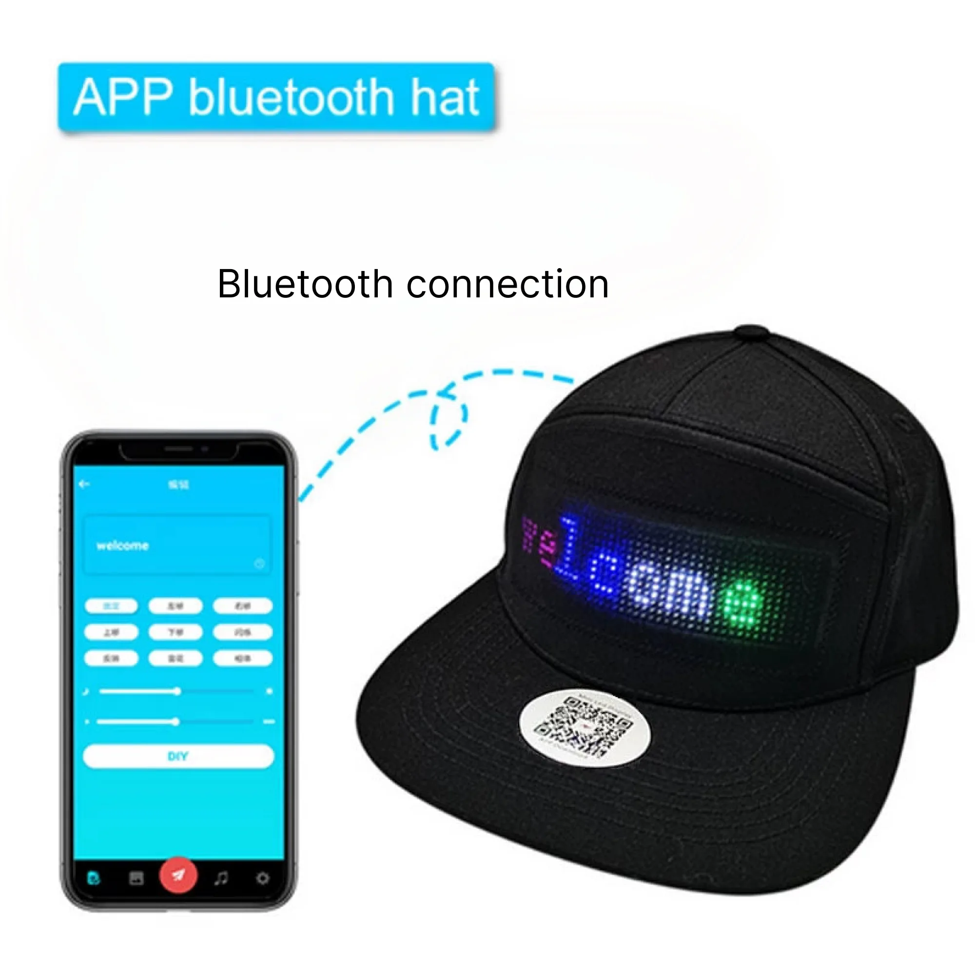 LED Display Cap with Mobile APP Control