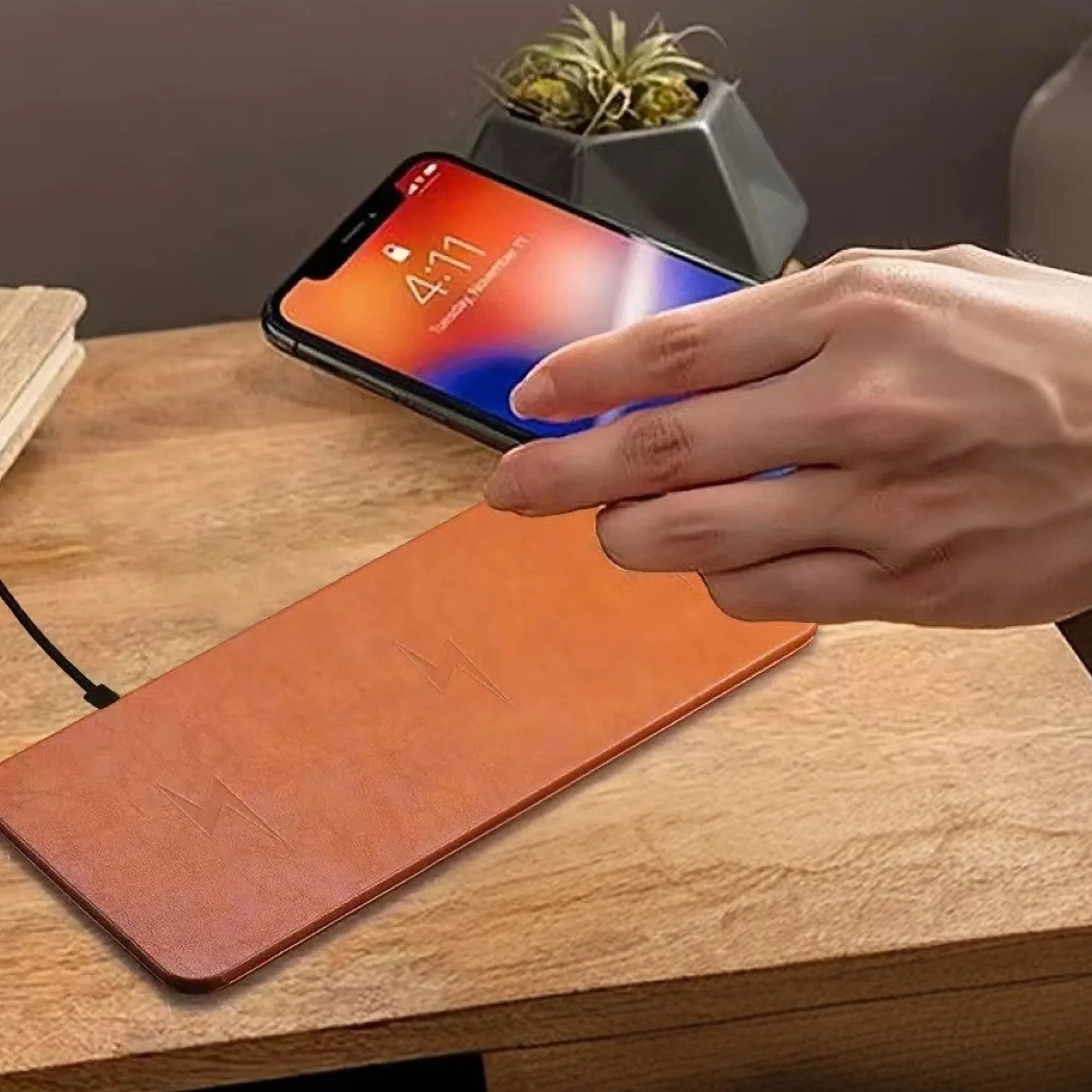 PU Leather Three-in-One Wireless Charger