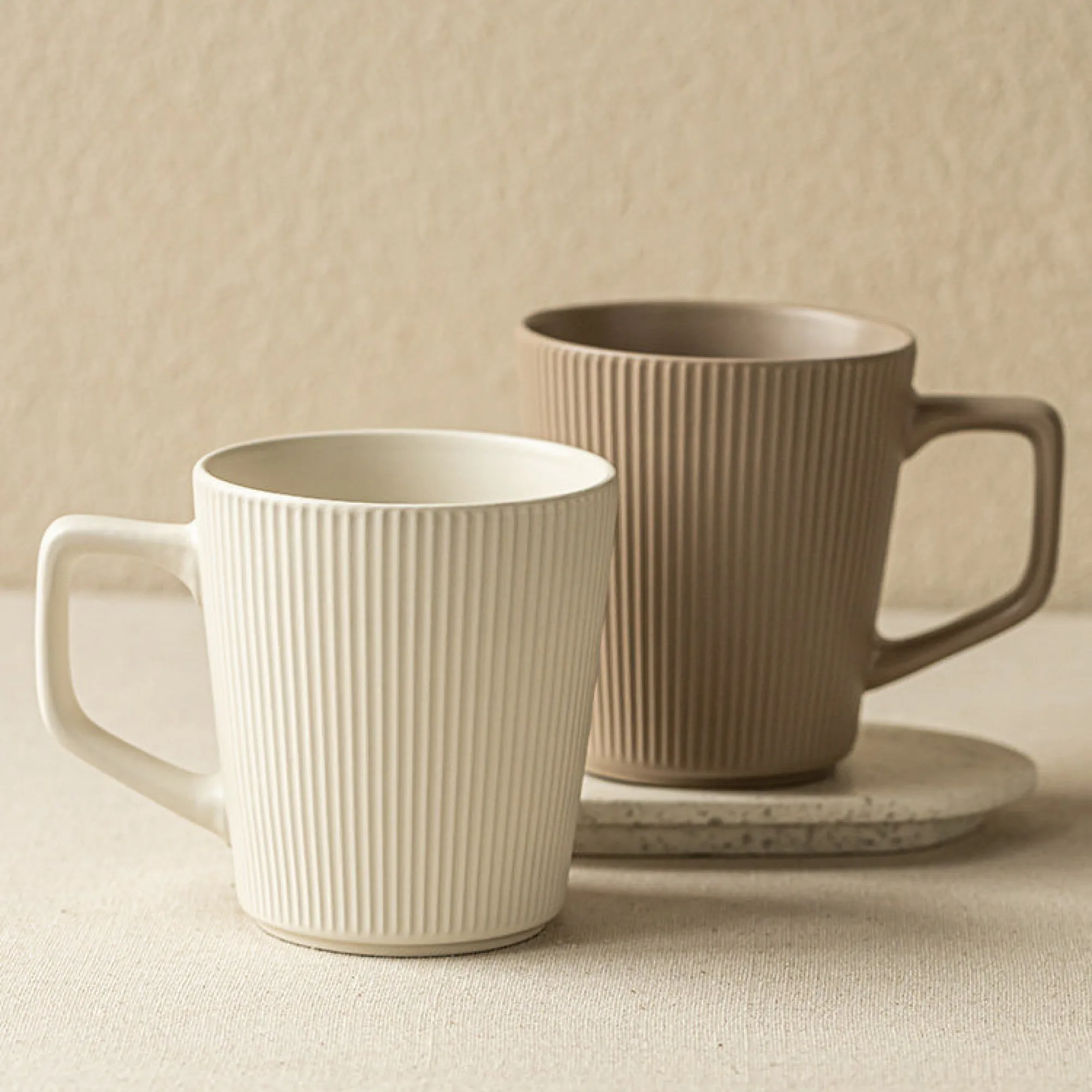 Ceramic Striped Mug Set of 2, 500ml Each thumbnail 2