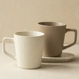 Ceramic Striped Mug Set of 2, 500ml Each thumbnail 2