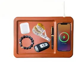 15W Wireless Charging Storage Tray with PU Leather Finish thumbnail 3