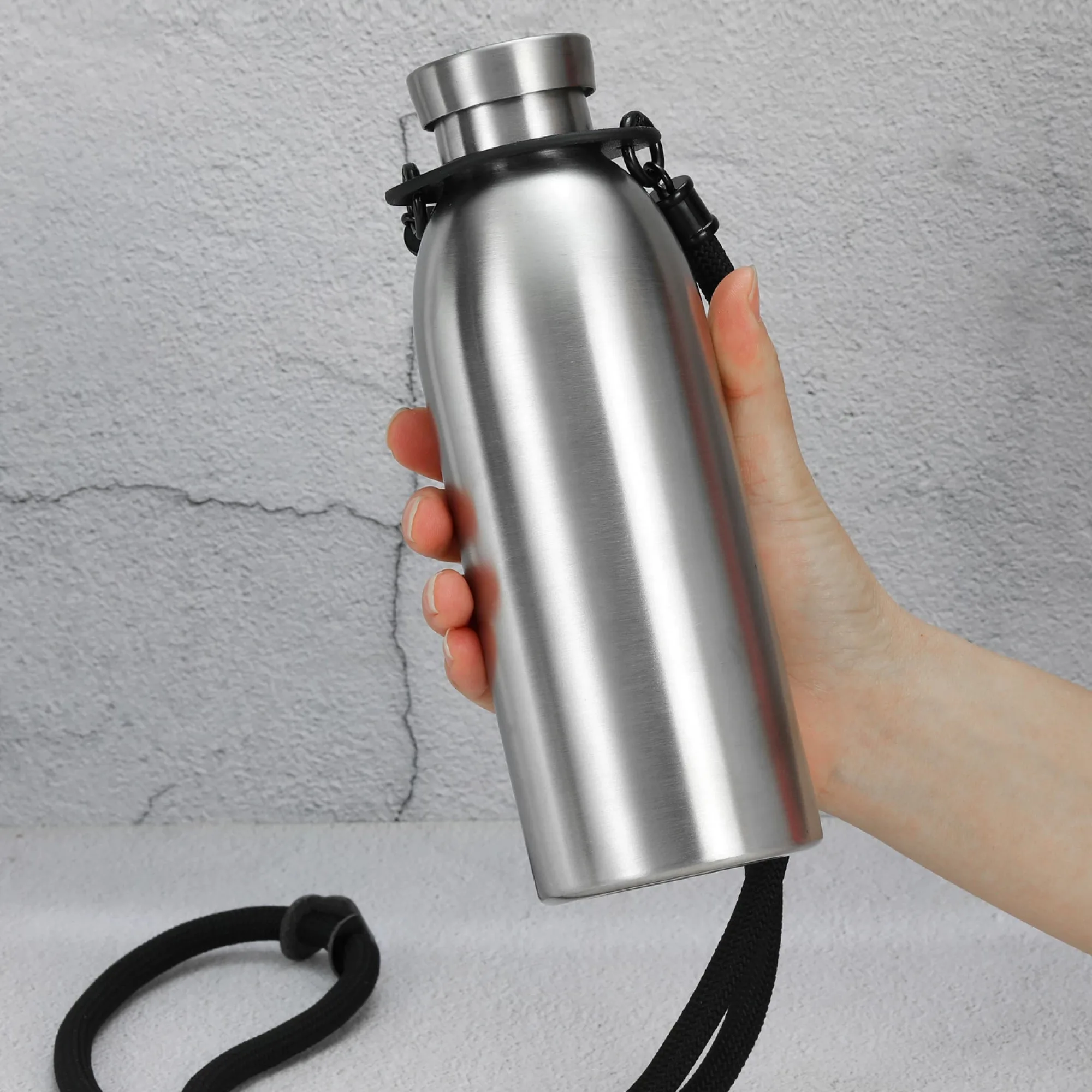 304 Stainless Steel Vacuum Insulated Milk Bottle Cup with Lanyard thumbnail 2