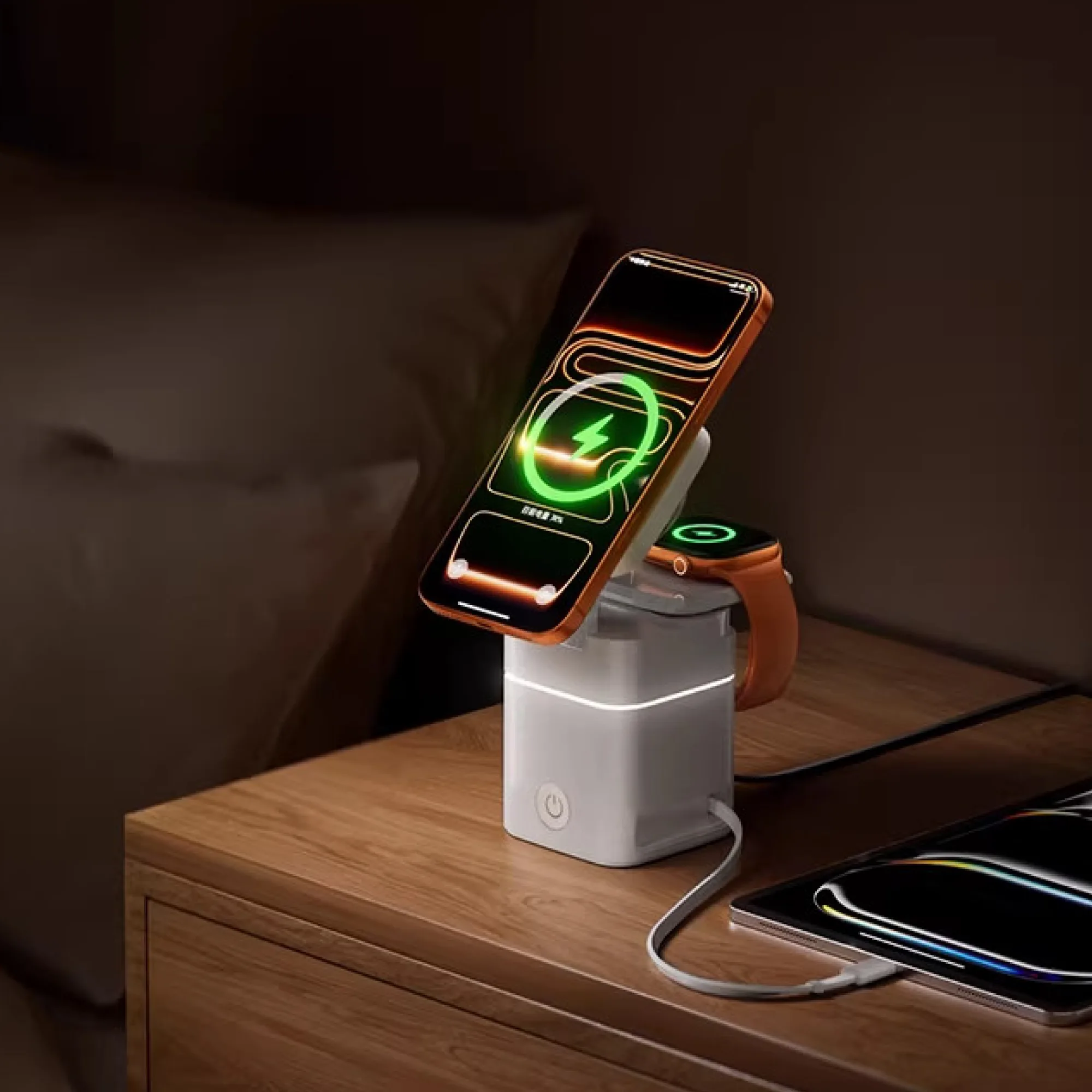 Pisen 65W 4-in-1 Wireless Charging Station with Qi2 and Cooling Fan thumbnail 4
