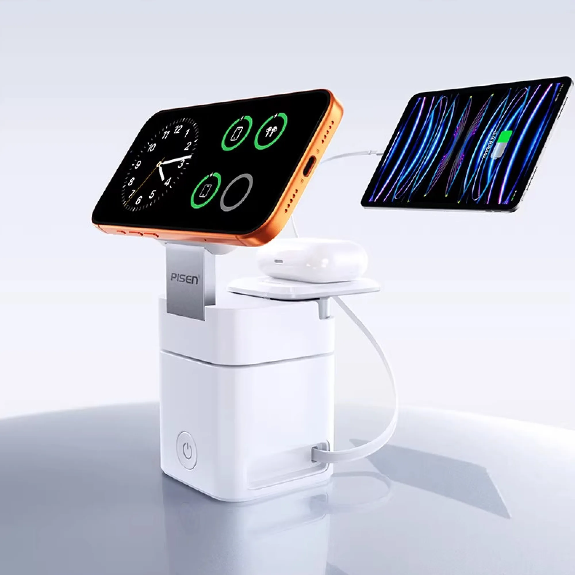 Pisen 65W 4-in-1 Wireless Charging Station with Qi2 and Cooling Fan thumbnail 3