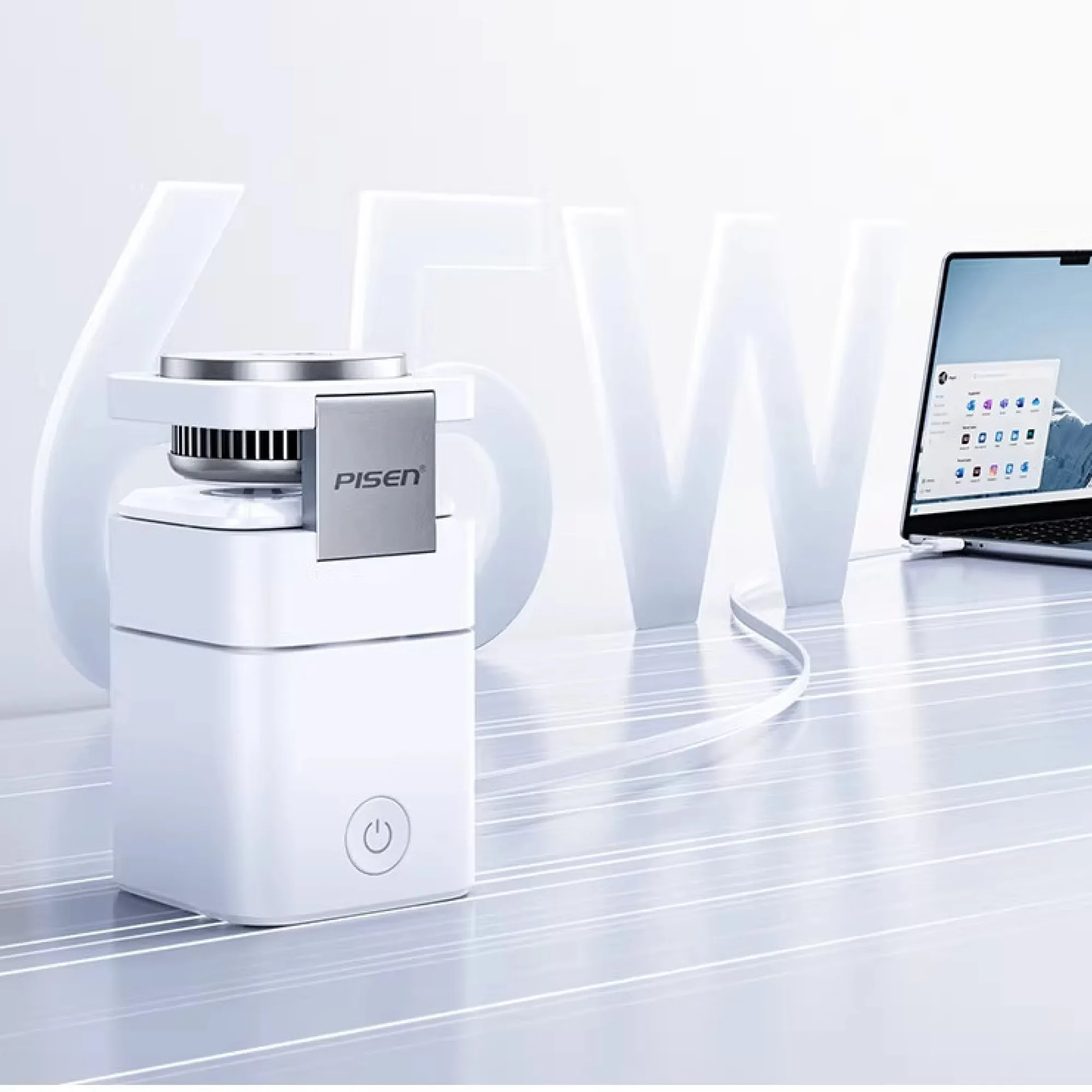 Pisen 65W 4-in-1 Wireless Charging Station with Qi2 and Cooling Fan thumbnail 6