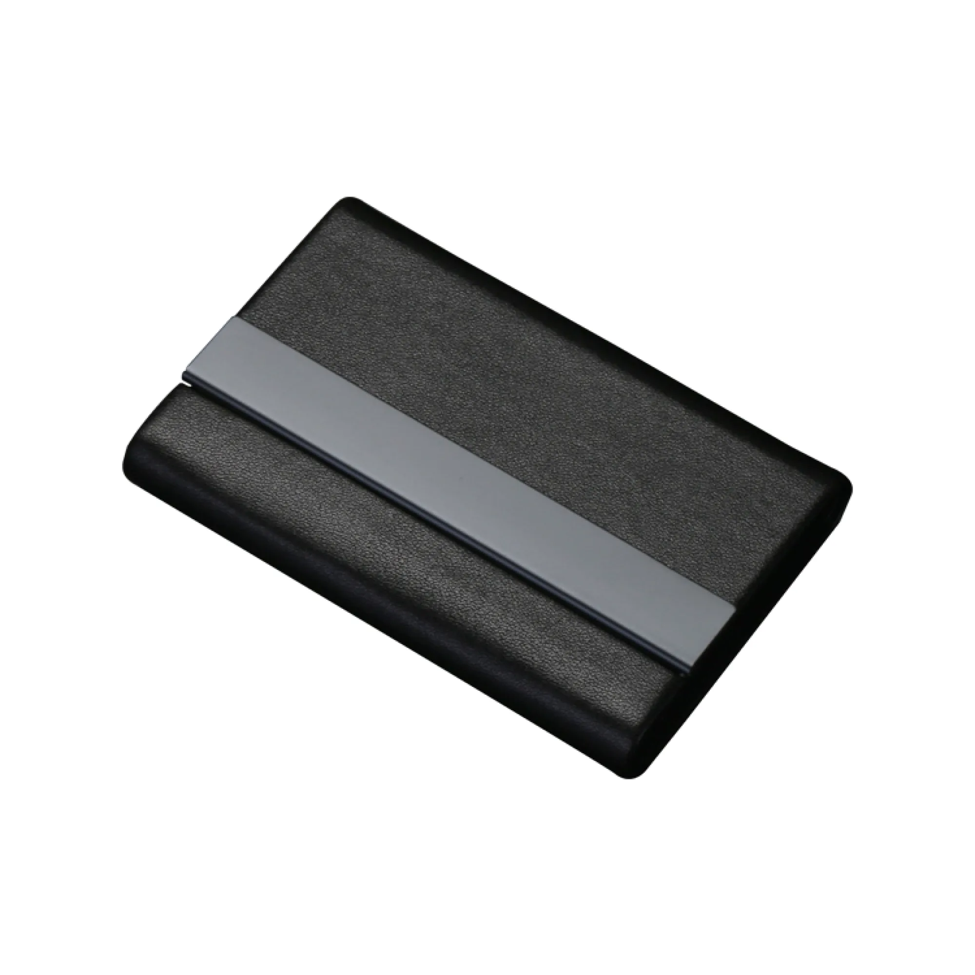 Microfiber Leather Business Card Holder with Stainless Steel Structure — View 1