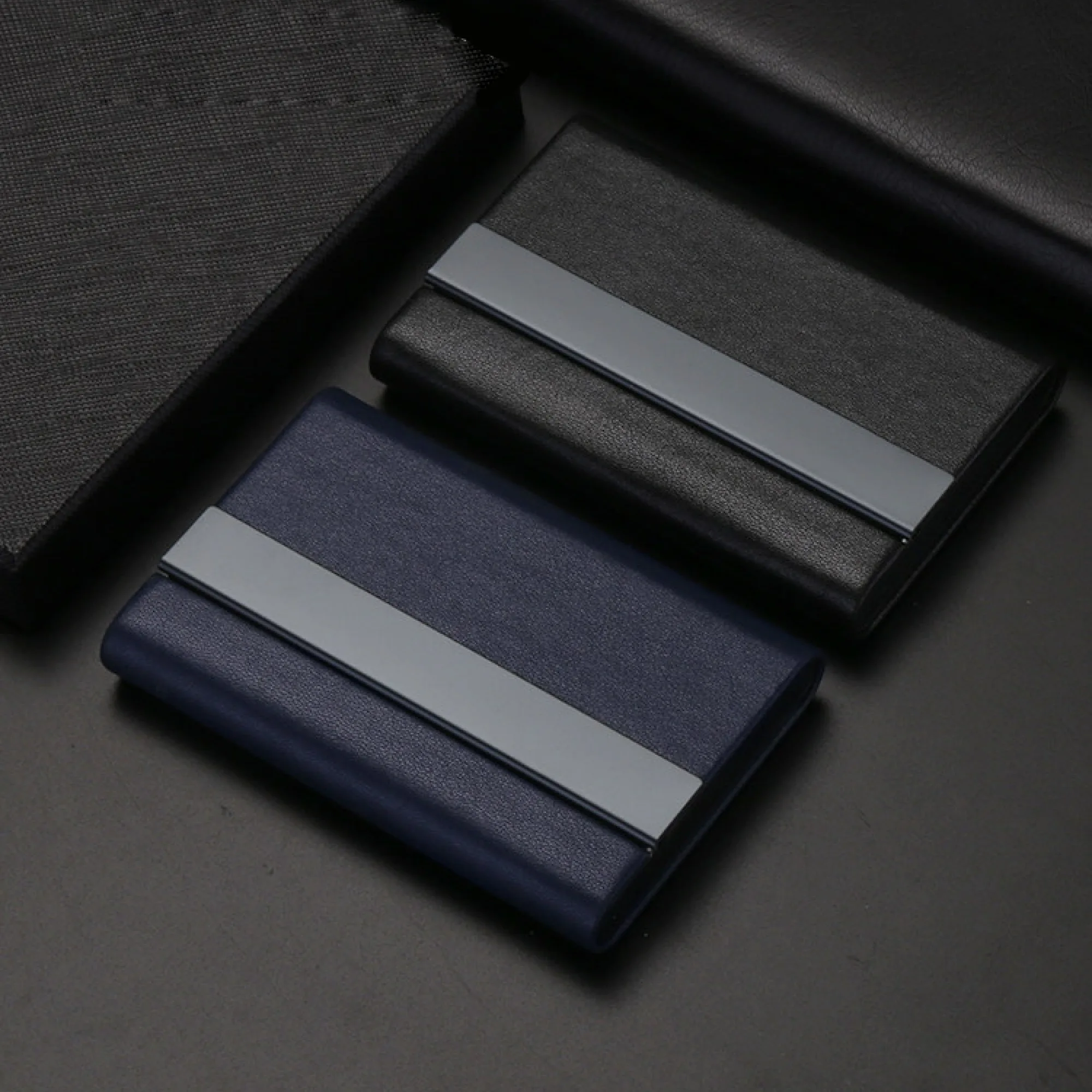 Microfiber Leather Business Card Holder with Stainless Steel Structure thumbnail 2