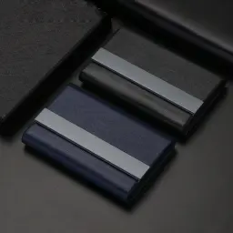 Microfiber Leather Business Card Holder with Stainless Steel Structure thumbnail 2