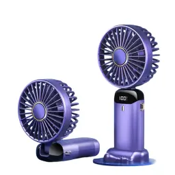 Portable Neck-Hanging Handheld Desktop Fan with Digital Display and 5-Speed Adjustment thumbnail 9