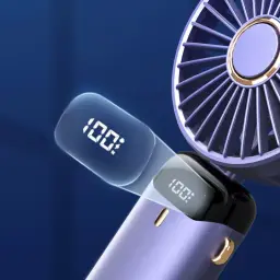 Portable Neck-Hanging Handheld Desktop Fan with Digital Display and 5-Speed Adjustment thumbnail 3