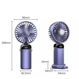 Portable Neck-Hanging Handheld Desktop Fan with Digital Display and 5-Speed Adjustment thumbnail 6