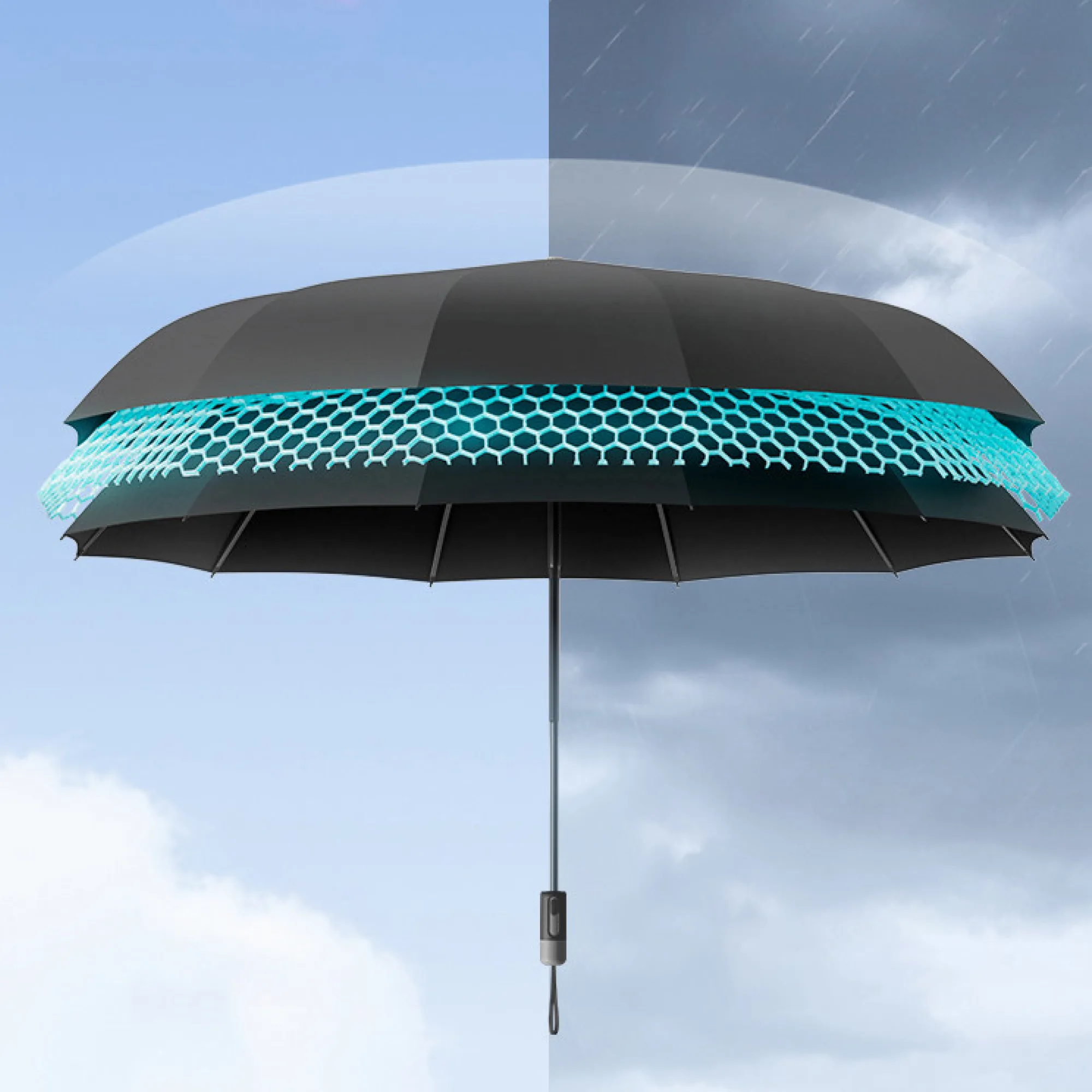 Full-Automatic Three-Fold Umbrella with UPF50+ Protection thumbnail 7