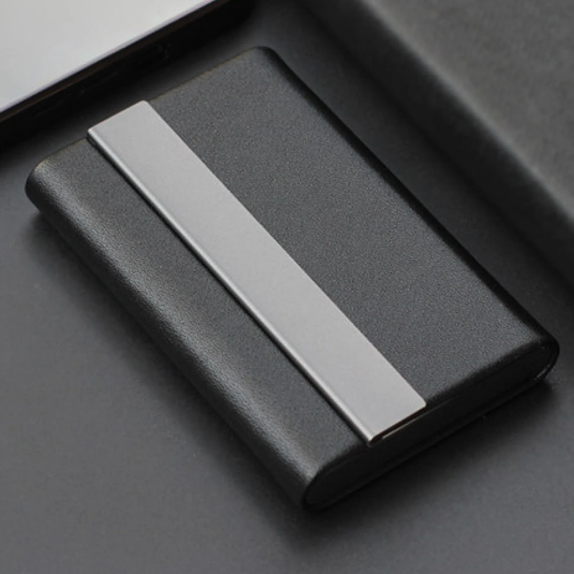 Microfiber Leather Business Card Holder with Stainless Steel Frame